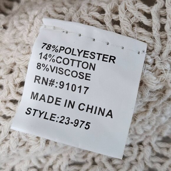 Solitaire Large Boho Festival Crochet Top Beige Knit Short Sleeve - Picture 8 of 9